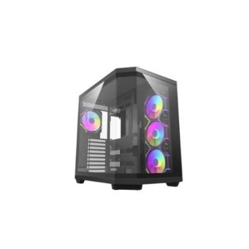 torre darkflash dqx80 negra atx 3 paneles de cristal   4 fans argb pwm