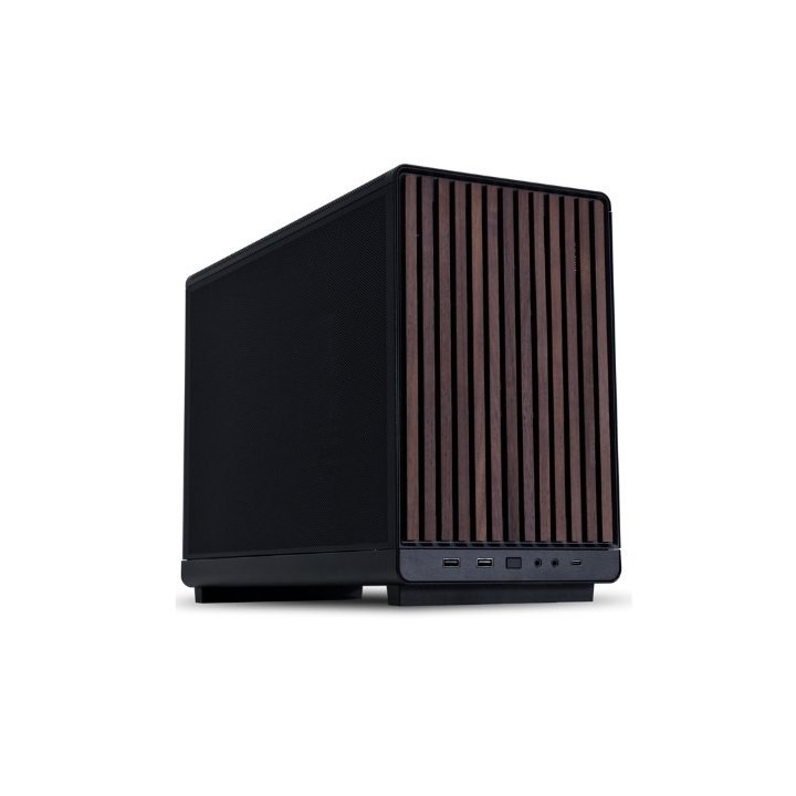 torre m atx lian li a3 wood glass version black crist. templado max gpu 415mm max cpu 165mm