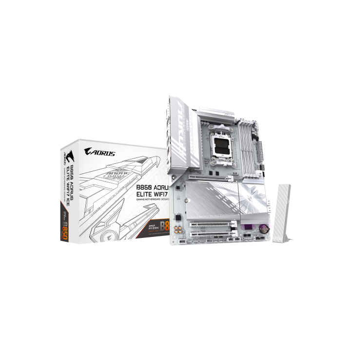gigabyte gigabyte b850 aorus elite wifi7 ice placa base   procesadores amd ryzen serie 9000, vrm dig