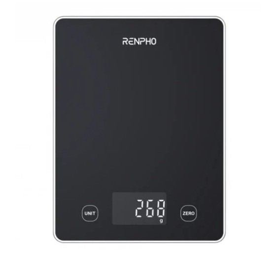 renpho renpho  calibra 1l   smart nutrition scale   ble   3aaa   black glass  up to 22lb/10kg