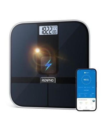 renpho renpho  elis solar 2   smart body scale   ito   ble   11x11x0.9 inch   black