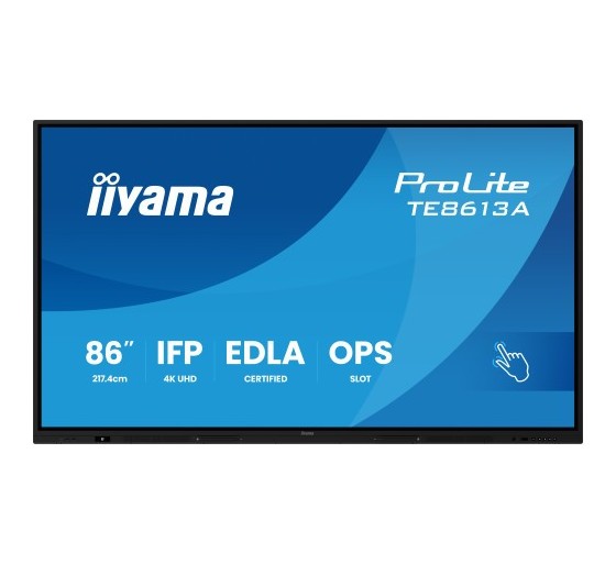 iiyama pantalla interactiva 86 edla, android 14, 8/128gb uhd ips, mm 2x 20w  + 20w subwr, 2x hdmi, d
