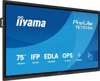 iiyama pantalla interactiva 75 edla, android 14, 16/128gb uhd ips, mm 2x 20w  + 20w subwr, 2x hdmi,