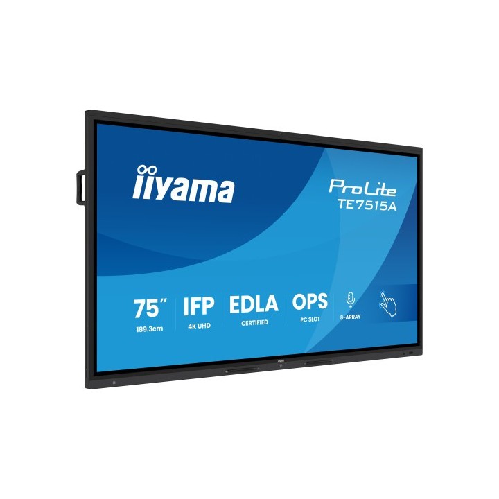 iiyama pantalla interactiva 75 edla, android 14, 16/128gb uhd ips, mm 2x 20w  + 20w subwr, 2x hdmi,