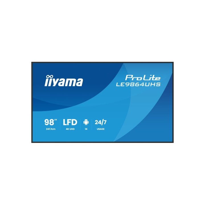 iiyama iiyama monitor 98 3840x2160, uhd va dled  500cd/m, horiz y vert, mm 2x 10w, 2x hdmix 1x usb c