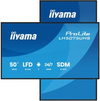 iiyama monitor tactil iiyama 50 3840x2160, uhd va, 500cd/m2, horiz vert,failover,mm 2x 10w, hdmi 3x,