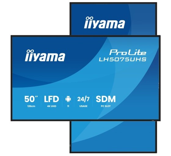 iiyama monitor tactil iiyama 50 3840x2160, uhd va, 500cd/m2, horiz vert,failover,mm 2x 10w, hdmi 3x,