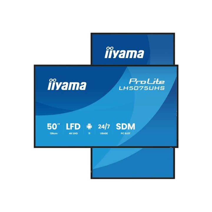 iiyama monitor tactil iiyama 50 3840x2160, uhd va, 500cd/m2, horiz vert,failover,mm 2x 10w, hdmi 3x,