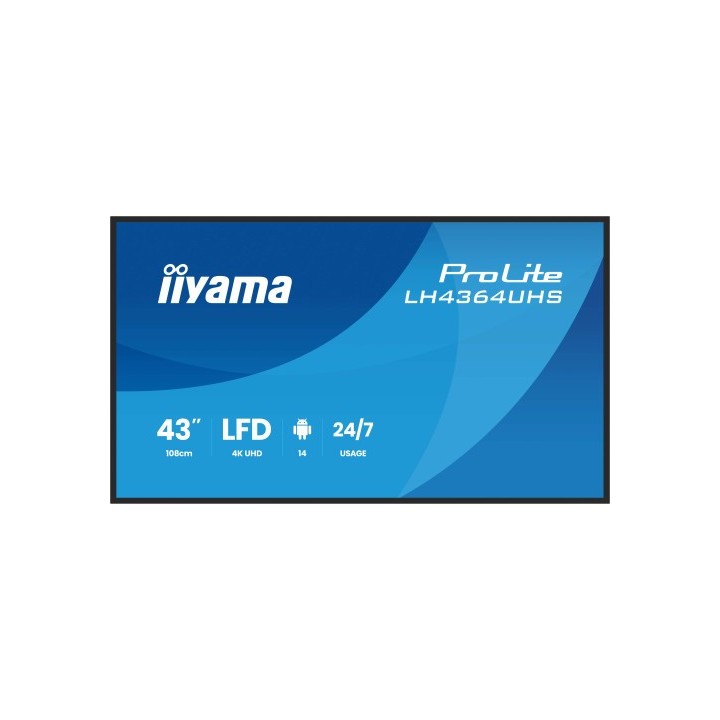 iiyama iiyama monitor 43 3840x2160, uhd va dled  500cd/m, horiz y vert, mm 2x 10w, 2x hdmix 1x usb c