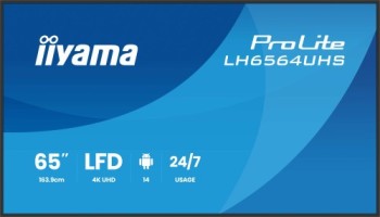 iiyama monitor iiyama 65 3840x2160, uhd va dled panel, haze 25% 500cd/m2, landscape and portrait, sp