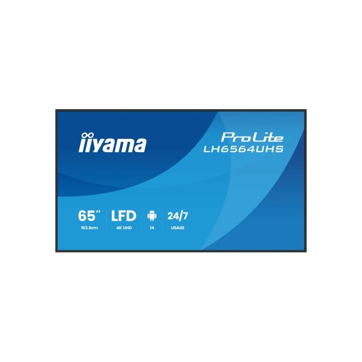 iiyama monitor iiyama 65 3840x2160, uhd va dled panel, haze 25% 500cd/m2, landscape and portrait, sp