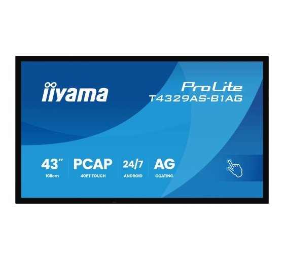 iiyama monitor iiyama 43 all in one pcap interactive/ android 14 os/ 3840 x 2160/ 450cd/m2 with touc