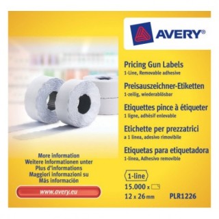 avery pack 10 rollos de etiquetas blancas despegables de 1 linea 1.500 etiquetas 12x26mm por rollo a