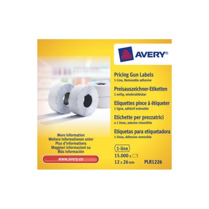 avery pack 10 rollos de etiquetas blancas despegables de 1 linea 1.500 etiquetas 12x26mm por rollo a