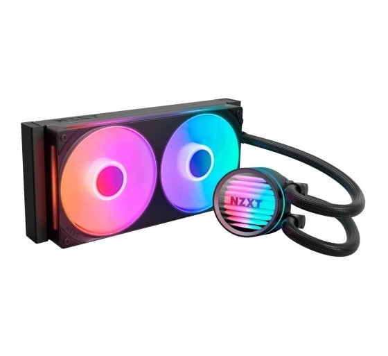 nzxt nzxt kraken core rgb   240mm  aio liquid cooler with rgb cap & rgb core fan  black  rl kr24c b1
