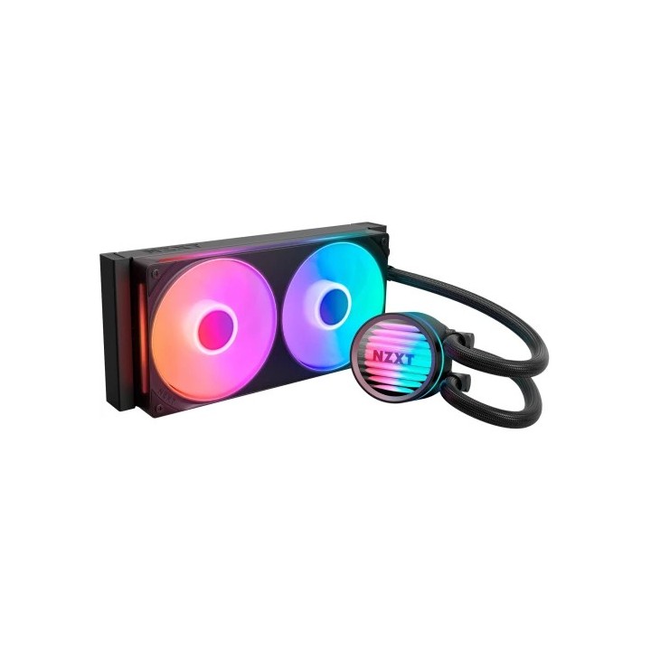 nzxt nzxt kraken core rgb   240mm  aio liquid cooler with rgb cap & rgb core fan  black  rl kr24c b1