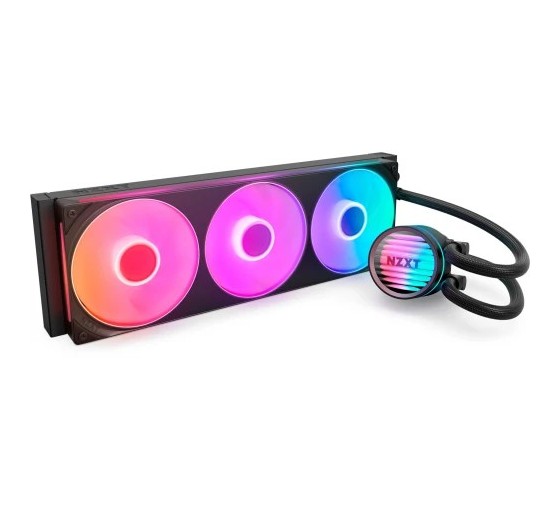 nzxt nzxt kraken core rgb   360mm aio liquid cooler with rgb cap & rgb core fan  black  rl kr36c b1