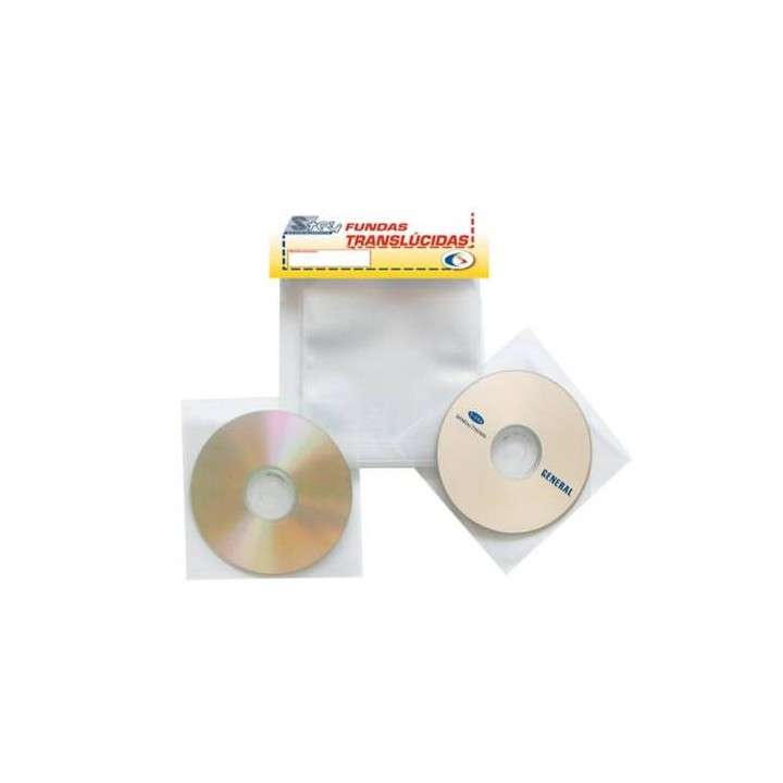 3l pack de 100 fundas cd dvd pp transparente no adhesivas con solapa 3l 10297