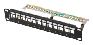 patch panel lanberg 12 puertos 1u rack 10 ftp para modulos keystone negro