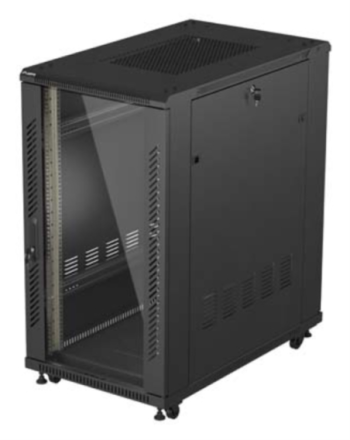 armario lanberg rack 19 22u 600x1000 flat pack puerta cristal negro