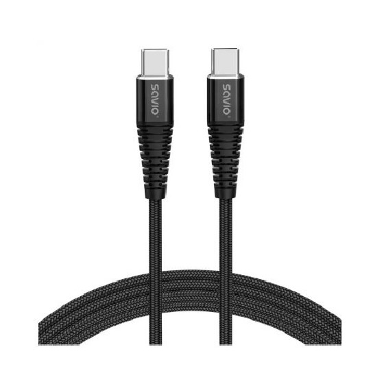 cable usb c a usb c savio 5a 1m cl 159 negro power delivery y quick charge 100w cable 1m