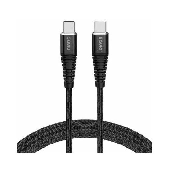 cable usb c a usb c savio 5a 2m cl 160 negro power delivery y quick charge  100w cable 2m