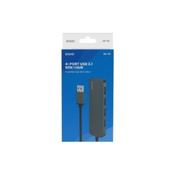 hub usb 3.1 savio ak 53 negro 4 × usb 3.1 5 gbps plug