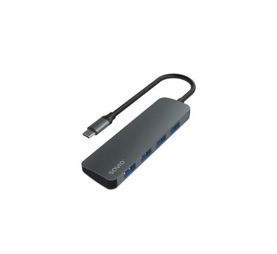 hub usb c 3.1 savio ak 54 gris 4 x usb 3.1 5 gbps plug