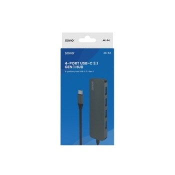 hub usb c 3.1 savio ak 54 gris 4 x usb 3.1 5 gbps plug