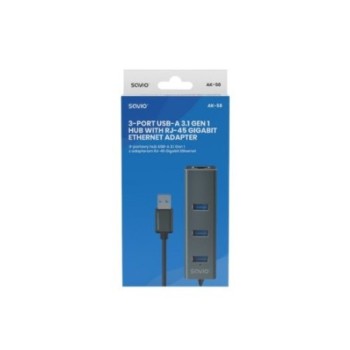 hub usb a a rj 45 savio ak 58 gris plug