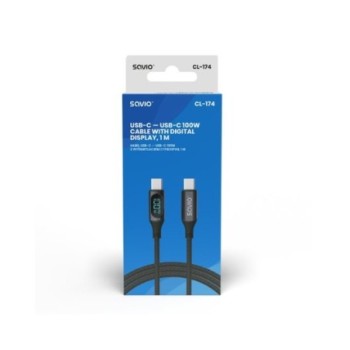 cable usb c savio cl 174 negro trans.datos 480 mbs carga rapida pantalla cable 1m