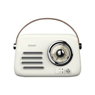 radio portatil savio rs 02 white brown fm aux bl 5.3 estilo retro