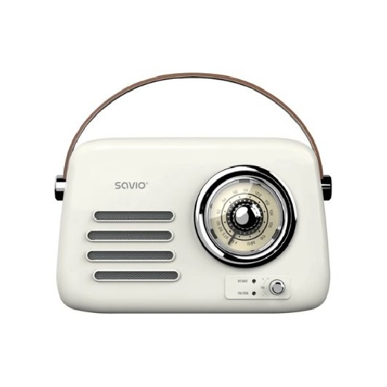 radio portatil savio rs 02 white brown fm aux bl 5.3 estilo retro
