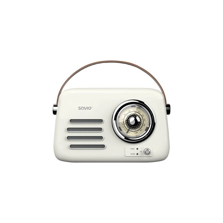 radio portatil savio rs 02 white brown fm aux bl 5.3 estilo retro