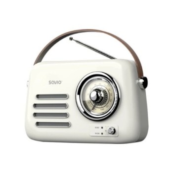 radio portatil savio rs 02 white brown fm aux bl 5.3 estilo retro
