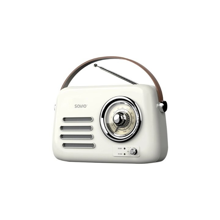 radio portatil savio rs 02 white brown fm aux bl 5.3 estilo retro