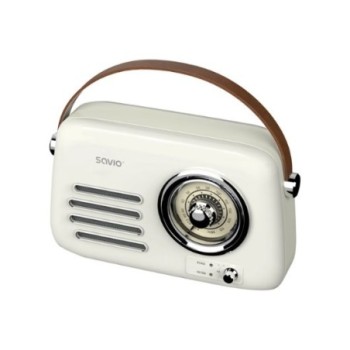 radio portatil savio rs 02 white brown fm aux bl 5.3 estilo retro