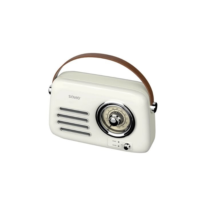 radio portatil savio rs 02 white brown fm aux bl 5.3 estilo retro