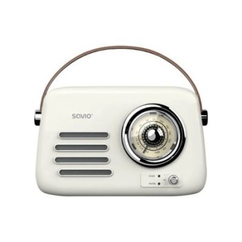 radio portatil savio rs 02 white brown fm aux bl 5.3 estilo retro