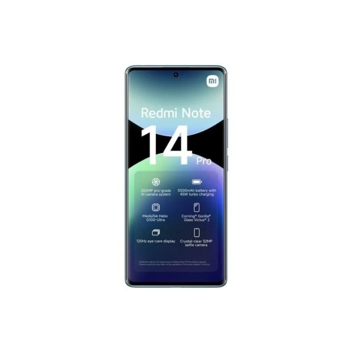 movil smartphone xiaomi redmi note 14 pro 8 256gb blue 6.67  120hz 200 8 2mp 32mp ip64 5500mah 45w