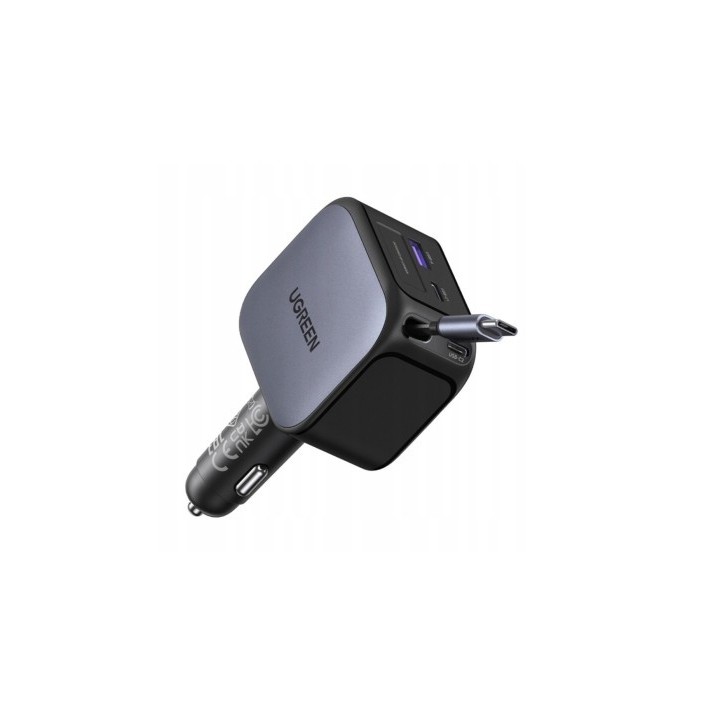ugreen ugreen 145w 3c1a fast car charger with retractable usb c cable