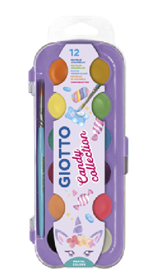 giotto estuche 12 acuarelas candy collection 30 mm + pincel giotto f351600