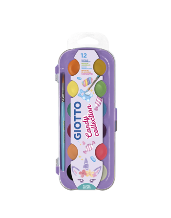 giotto estuche 12 acuarelas candy collection 30 mm + pincel giotto f351600