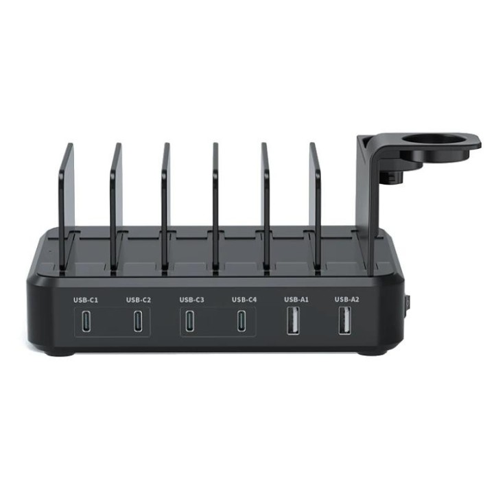 ewent estacion de carga 6 usb 130w reloj auric