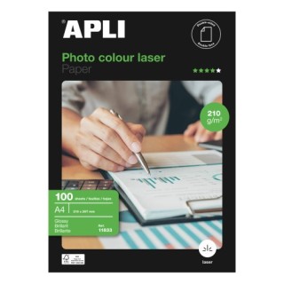 apli paquete 100 hojas papel foto gloss 210g. a4 apli 11833