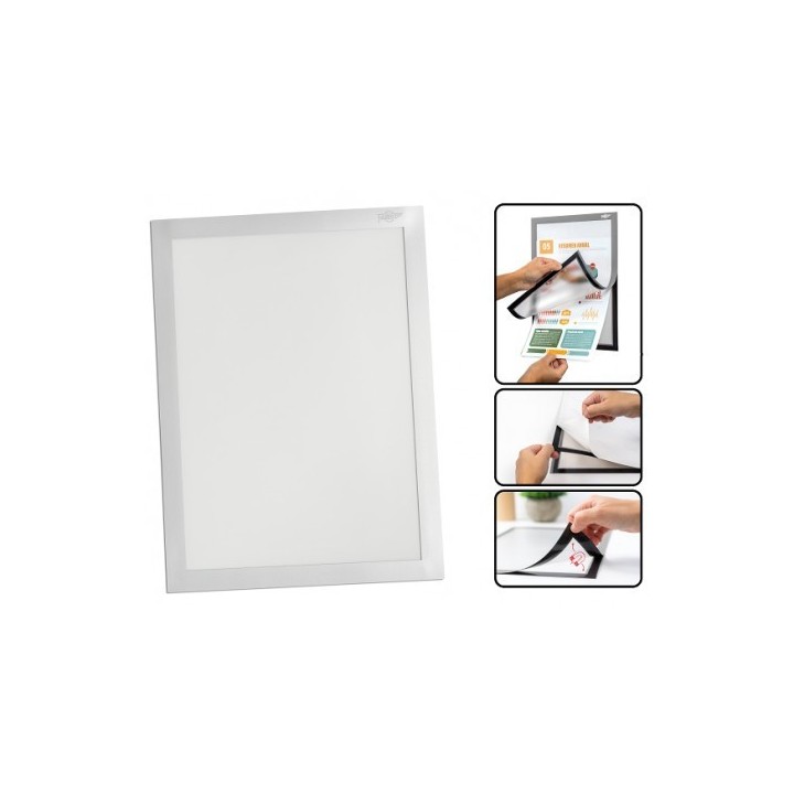 faibo marco magnetico adhesivo a4 gris faibo 40101