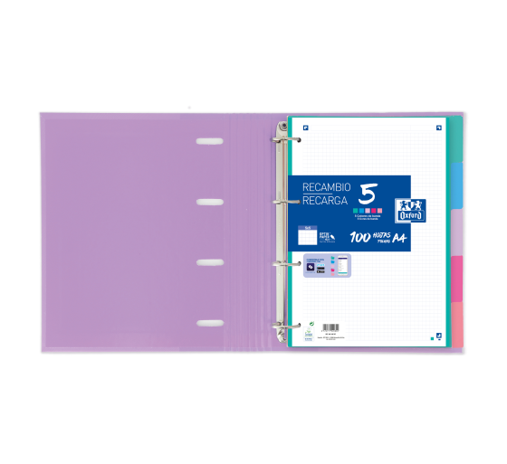 oxford separadores cartulina strongline a4 5 posiciones   5 colores pastel oxford 400149956