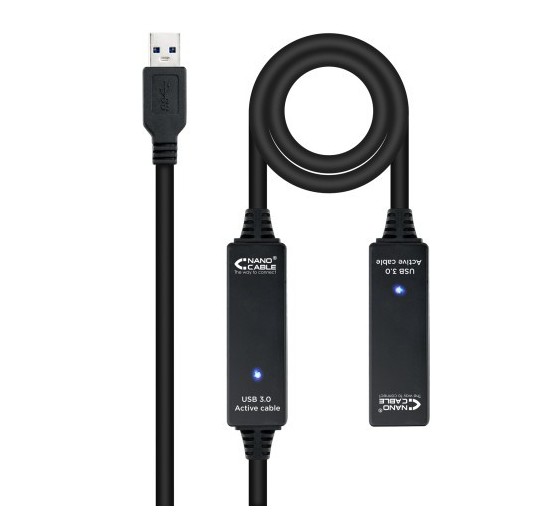 nanocable nanocable cable usb 3.0 prolongador con amplificador, tipo a/m a/h, 15m