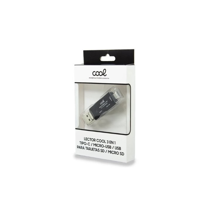 lector tarjetas cool 3 en 1  tipo c micro usb usb  sd sdhc microsd microsdxc xd