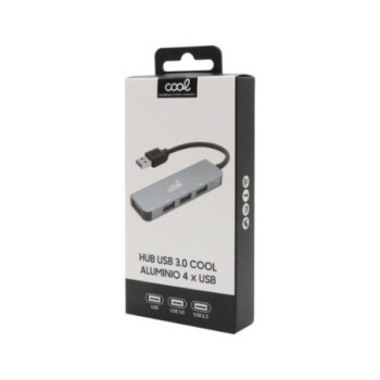 hub usb universal cool 4 puertos usb  2.0 3.0  1xusb 3.0 3xusb 2.0 hdmi 4k 30hz aluminio gris